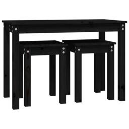 Berkfield Home Nesting Tables 3 pcs Black Solid Wood Pine - thumbnail 6