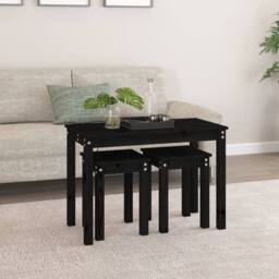 Berkfield Home Nesting Tables 3 pcs Black Solid Wood Pine