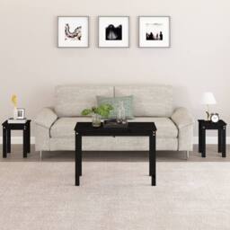 Berkfield Home Nesting Tables 3 pcs Black Solid Wood Pine - thumbnail 2