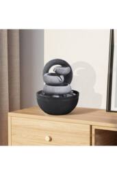 Living and Home Garden Fountain Resin Water Feature with LED Light in Grey - thumbnail 2