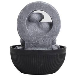 Living and Home Garden Fountain Resin Water Feature with LED Light in Grey - thumbnail 9