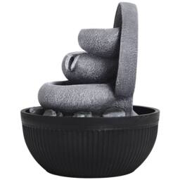 Living and Home Garden Fountain Resin Water Feature with LED Light in Grey - thumbnail 8