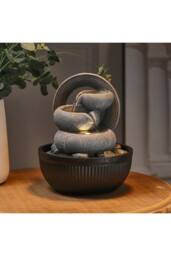 Living and Home Garden Fountain Resin Water Feature with LED Light in Grey - thumbnail 1