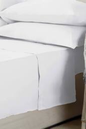 Belledorm Easy Care 200 Thread Count Cotton Polyester Percale Flat Sheet in Teal - Size: Single - thumbnail 2