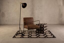 Orsina Safira Genuine Grey Leather Patchwork Pouffe - thumbnail 3