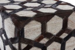 Orsina Safira Genuine Grey Leather Patchwork Pouffe - thumbnail 5