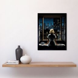 "Artery8 Wall Art Print Alfred Hitchcock Rear Window Inspired Hyperrealist Painting Watching Neighbours at Night Art Framed - Size: W12"" x H16""" - thumbnail 2