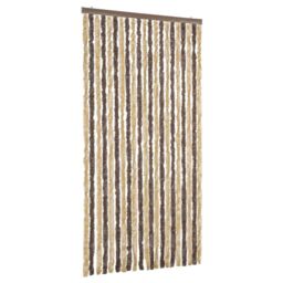 Berkfield Home Fly Curtain Dark Brown & Beige 90x200 cm Chenille - thumbnail 2