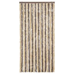 Berkfield Home Fly Curtain Dark Brown & Beige 90x200 cm Chenille - thumbnail 3