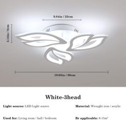 COMELY 40W Creative Magnolia Petal Design Ceiling Light, White, 6500K in White - thumbnail 3