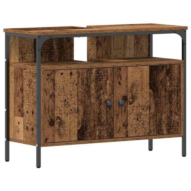 Berkfield Home Bathroom Sink Cabinet Old Wood 80x30x60 cm Engineered Wood in Brown - Size: 80 x 30 x 60 cm - image 1