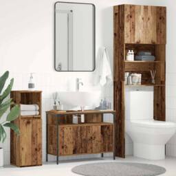 Berkfield Home Bathroom Sink Cabinet Old Wood 80x30x60 cm Engineered Wood in Brown - Size: 80 x 30 x 60 cm - thumbnail 2