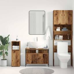 Berkfield Home Bathroom Sink Cabinet Old Wood 80x30x60 cm Engineered Wood in Brown - Size: 80 x 30 x 60 cm - thumbnail 4