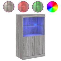 Berkfield Home Sideboard with LED Lights Grey Sonoma 60.5x37x100 cm - thumbnail 1