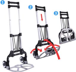Xample 80KG Heavy Duty Lightweight Folding Hand Sack Trolley Truck Barrow Cart Wheel in Silver - thumbnail 5