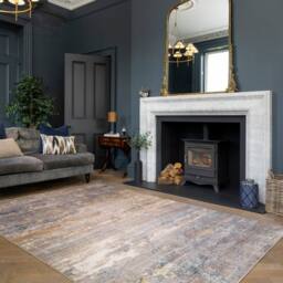 Kukoon Abstract Design Cotton Chenille Rug Grey Beige Machine Washable - Size: 60 cm x 240 cm - thumbnail 1