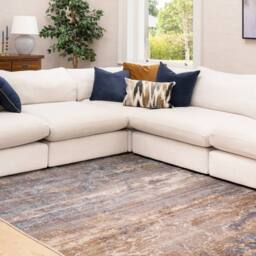 Kukoon Abstract Design Cotton Chenille Rug Grey Beige Machine Washable - Size: 60 cm x 240 cm - thumbnail 3