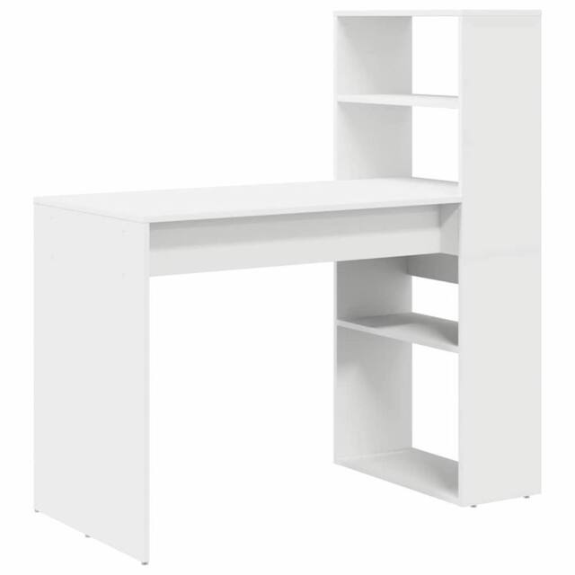Berkfield Home Desk with Storage White 113x54x120 cm Engineered Wood - Size: 113 x 54 x 120 cm - image 1