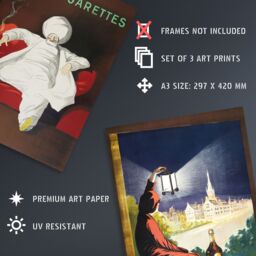 Artery8 Set of 3 Cappiello Vintage Adverts French Alcohol Wall Art Prints in Brown - Size: A3 - thumbnail 4
