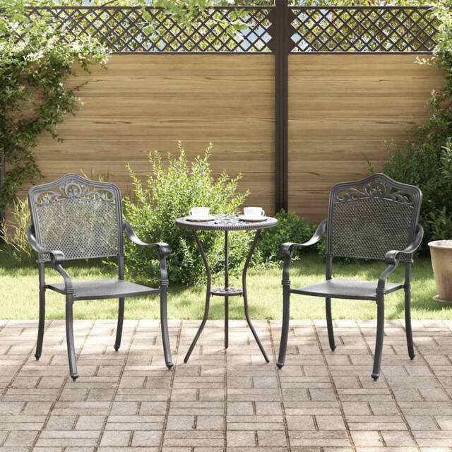 Berkfield Home Garden Chairs 2 Pack Black Cast Aluminum - image 1