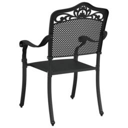 Berkfield Home Garden Chairs 2 Pack Black Cast Aluminum - thumbnail 6