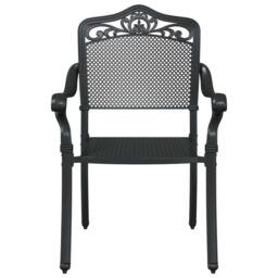 Berkfield Home Garden Chairs 2 Pack Black Cast Aluminum - thumbnail 4