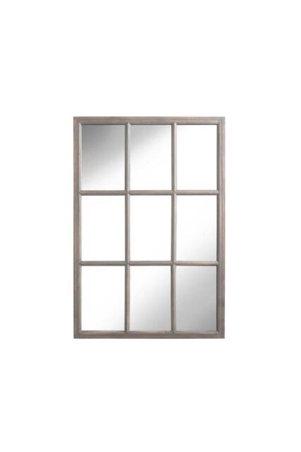 nielsen Austin Large Rustic Wooden 9 Pane Window Mirror 95 x 65cm in Grey - Size: 95 x 65 cm - image 1