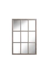 nielsen Austin Large Rustic Wooden 9 Pane Window Mirror 95 x 65cm in Grey - Size: 95 x 65 cm