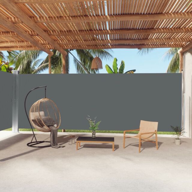 Berkfield Home Retractable Side Awning Anthracite 220x1000 cm in Black - image 1