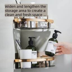 VOGREX 4PCS Self-Adhesive Corner Shower Caddy in Black - thumbnail 4