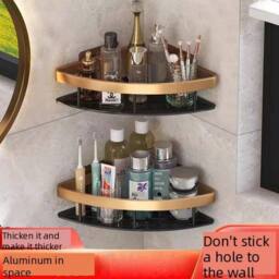 VOGREX 4PCS Self-Adhesive Corner Shower Caddy in Black - thumbnail 3