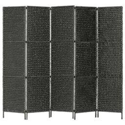 Berkfield Home 5-Panel Room Divider Black 193x160 cm Water Hyacinth - thumbnail 1