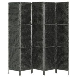Berkfield Home 5-Panel Room Divider Black 193x160 cm Water Hyacinth - thumbnail 3