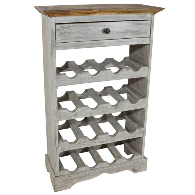 Berkfield Home Wine Rack Solid Reclaimed Wood 55x23x85 cm in Light Grey - Size: 55 x 23 x 85 cm - image 1