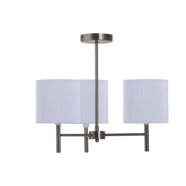 First Choice Lighting Brea - Antique Brass 3 Light Fitting with White Pleated Shades in Bronze - image 1