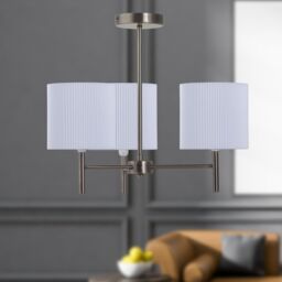 First Choice Lighting Brea - Antique Brass 3 Light Fitting with White Pleated Shades in Bronze - thumbnail 4