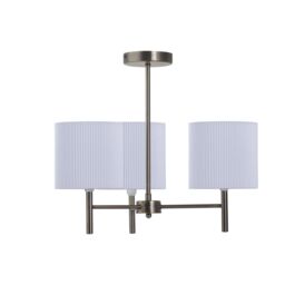 First Choice Lighting Brea - Antique Brass 3 Light Fitting with White Pleated Shades in Bronze - thumbnail 1