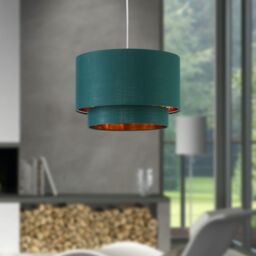 First Choice Lighting Kozy - Dark Green & Gold 30cm Pendant Shade - thumbnail 4