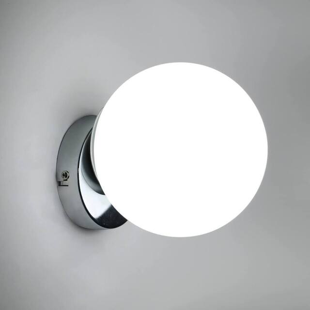 COMELY Indoor Wall Lights, Modern E27 Glass Ball Wall Lights, 15 cm, No Bulb in White - image 1