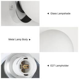 COMELY Indoor Wall Lights, Modern E27 Glass Ball Wall Lights, 15 cm, No Bulb in White - thumbnail 9