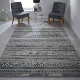 The Rug Shop UK Grey Modern Striped Easy To Clean Latex Back Area Rug - Size: 240 cm x 340 cm - thumbnail 1