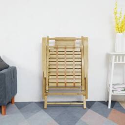 KORVIXA Bamboo Folding Rocking Chair Nap Relax Chaise Lounge Indoor/Outdoor in Natural - Size: 100 cm x 100 cm - thumbnail 4