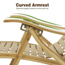 KORVIXA Bamboo Folding Rocking Chair Nap Relax Chaise Lounge Indoor/Outdoor in Natural - Size: 100 cm x 100 cm - thumbnail 5