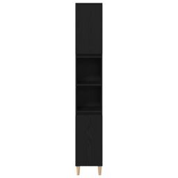 Berkfield Home Bathroom Cabinet Black Oak 30x30x190 cm Engineered Wood - Size: 30 x 30 x 190 cm - thumbnail 7