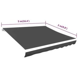Berkfield Home Awning Top Sunshade Canvas Anthracite 500x300 cm in Black - thumbnail 5