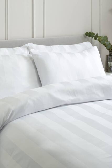 Catherine Lansfield 'So Soft Satin Stripe' Standard Pillowcase Pack of 4 in White - Size: Standard Pillow Case - image 1