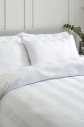 Catherine Lansfield 'So Soft Satin Stripe' Standard Pillowcase Pack of 4 in White - Size: Standard Pillow Case - thumbnail 1