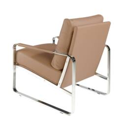 Angel Cerda Mink Leatherette Armchair with Chrome Legs in Tan - thumbnail 5
