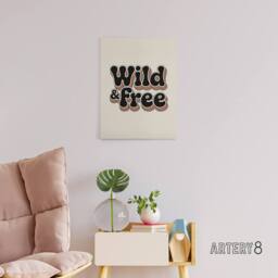 "Artery8 Wild & Free Retro Rainbow Font Typography Canvas Wall Art Print in Beige - Size: W18"" x H24""" - thumbnail 3