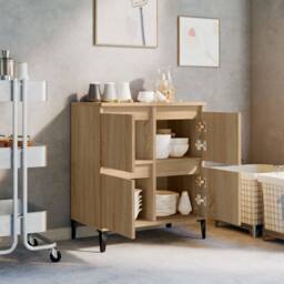 Berkfield Home Sideboard Sonoma Oak 60x35x70 cm Engineered Wood in Light Brown - Size: 60 x 35 x 70 cm - thumbnail 3